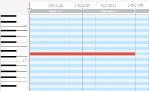 MIDI file with continuous note for two bars