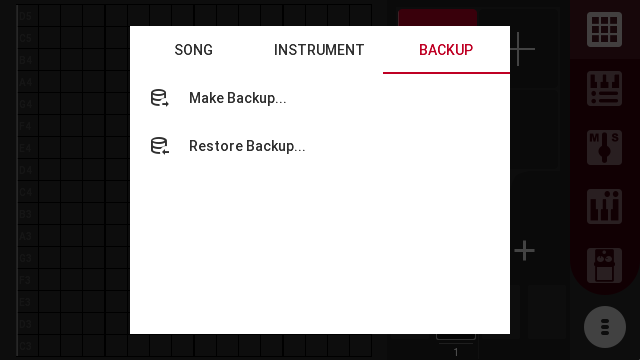 Reworked file menu with backup option