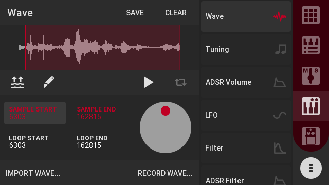 Sputter wave editor